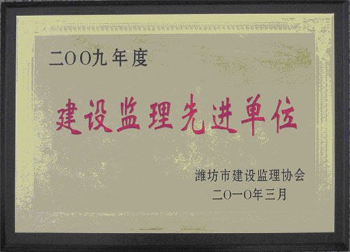 点击查看详细信息<br>标题：2009年度建设监理先进单位 阅读次数：5105
