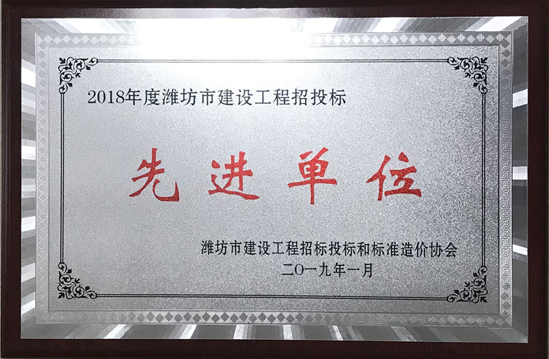 点击查看详细信息<br>标题：2018年度招标代理先进单位 阅读次数：1846